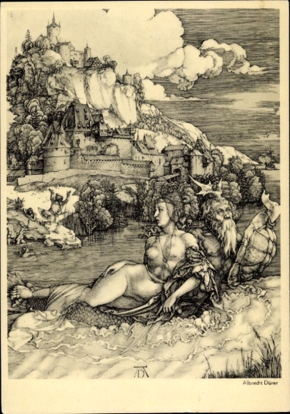 Artist Postcard Dürer, Albrecht, Sea Wonders, Rape of Amymone