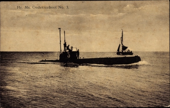 Postcard Dutch submarine, no. 3