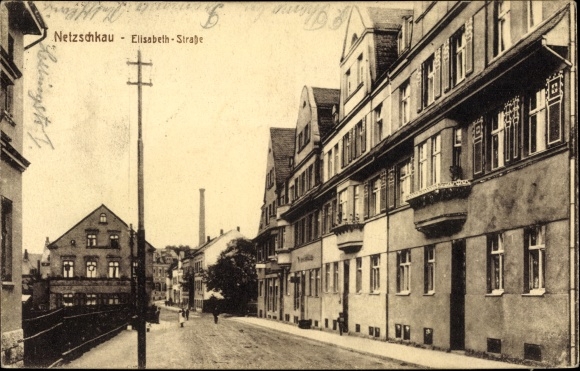 Ak Netzschkau im Vogtland, Elisabethstraße, Straßenpartie