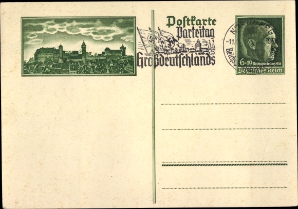 Ganzsachen Ak Nürnberg, Stadt der Reichsparteitage, Stadtansicht