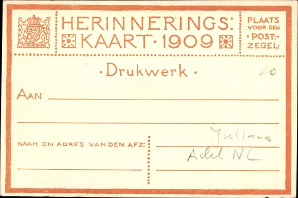 Artist PC Er is&#39;n konings kind Born, memory of birth of Juliana of the Netherlands