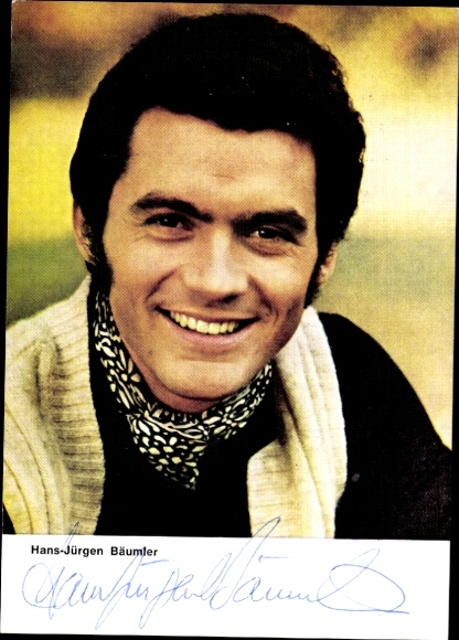 Postcard actor and figure skater Hans-Jürgen Bäumler, portrait, ZDF, autograph