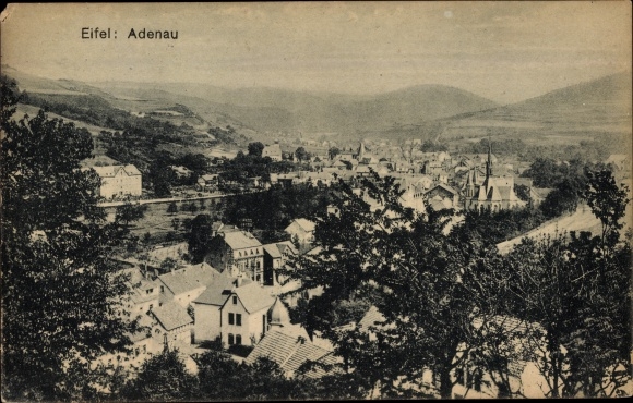 Postcard Adenau in the Eifel, panoramic view of the city