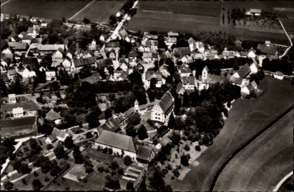Postcard Mittelbiberach in Upper Swabia, aerial photograph
