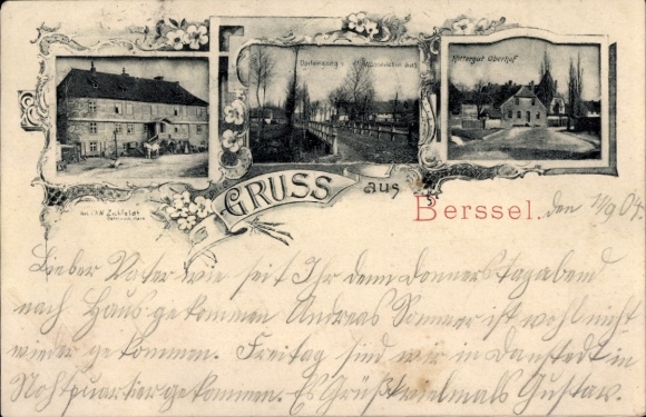 Postcard Berßel Osterwieck am Harz, manor, town views