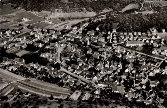 Ak Linsenhofen Frickenhausen in Württemberg, Luftaufnahme,  Architektur, ländliche Umgebung