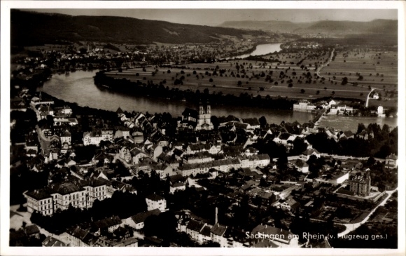 Postcard Bad Säckingen am Hochrhein, aerial photograph