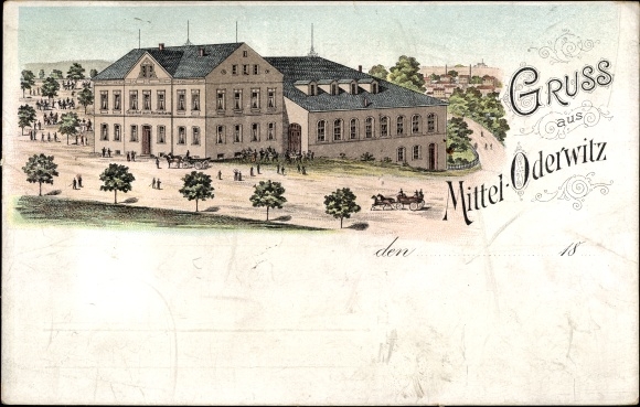 Litho Mitteloderwitz Oderwitz in Saksen, Gasthof zum Kretscham