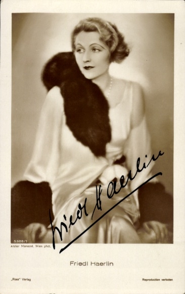 Ak Schauspielerin Friedl Haerlin, Portrait, Autogramm
