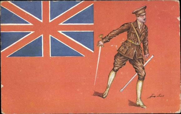 Artist PC Sager, X., Britse soldaat in uniform, Britse vlag