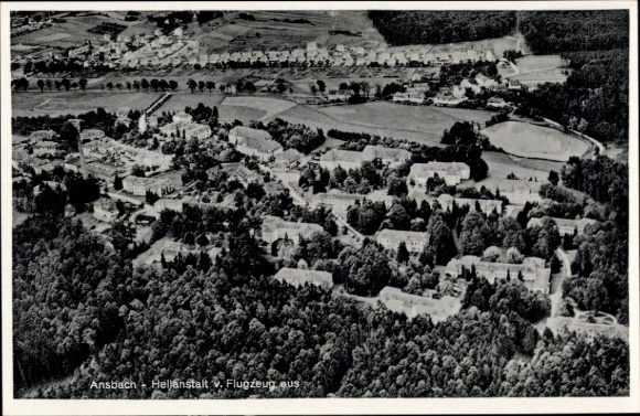Ansichtkaart Ansbach in Midden-Franken Beieren, sanatorium, vliegtuigontvangst