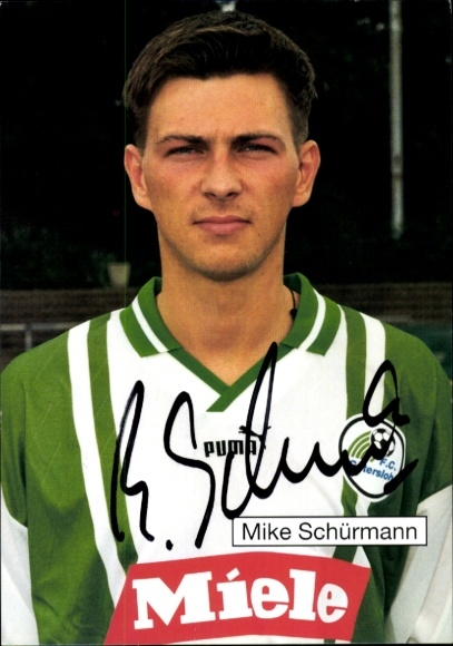 Autogrammkarte Fußballer Mike Schürmann, FC Gütersloh, Autogramm