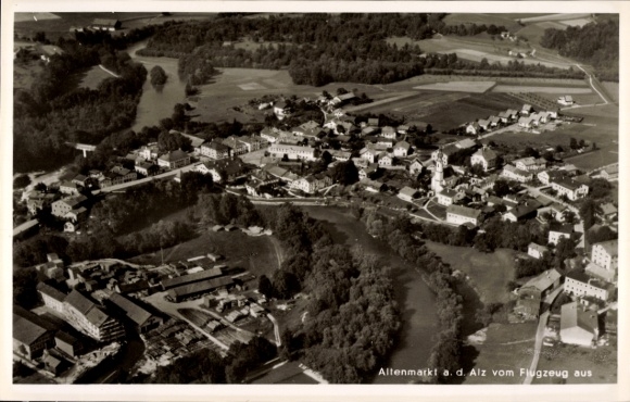 Postcard Altenmarkt an der Alz Upper Bavaria, Altenmarkt ad Alz from the plane