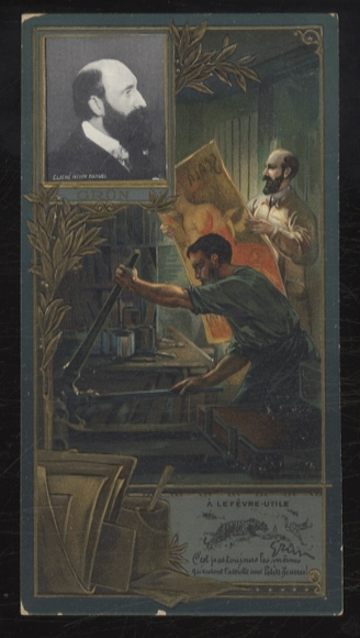 Merchant picture advertising card Lefevre-Utile Lu Art Nouveau, green