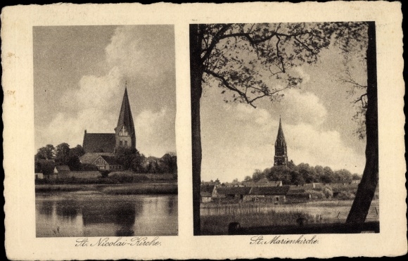 Postcard Röbel an der Müritz, St. Nicolai Church, St. Marienkirche
