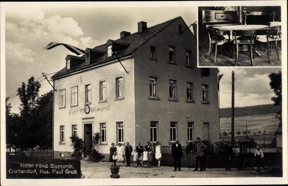 Postcard Crottendorf in the Erzgebirge of Saxony, Hotel prince Bismarck, owner Paul Groß