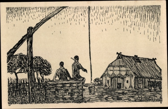 Artist PC Hilchenbach in Westphalia, association for German youth hostels, farm, fountain