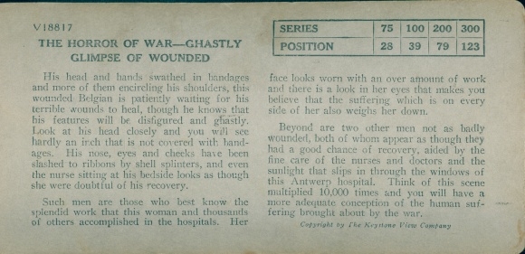 Stereo photo The Horror of War, ghastly glimpse of wounded, I WK