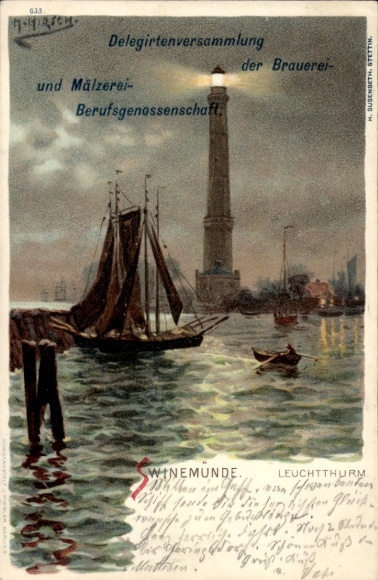 Artist Chromo-Litho Hirsch, H, Świnoujście Świnoujście Pomerania, lighthouse