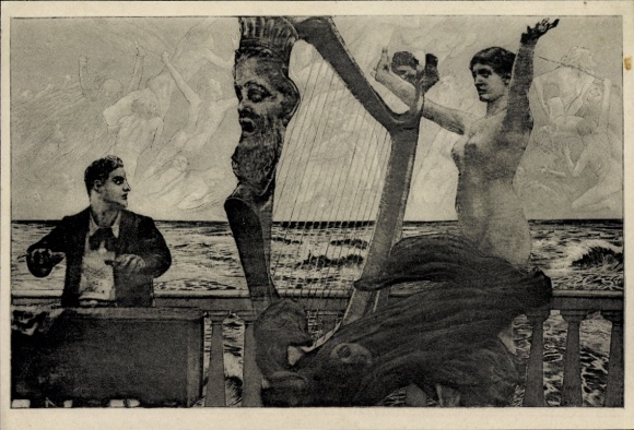 Artist Postcard Klinger, Max, Evocation, Brahmsphantasie