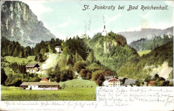 Postcard Karlstein Bad Reichenhall in Upper Bavaria, pilgrimage church St. Pankraz, St. Ponkratz