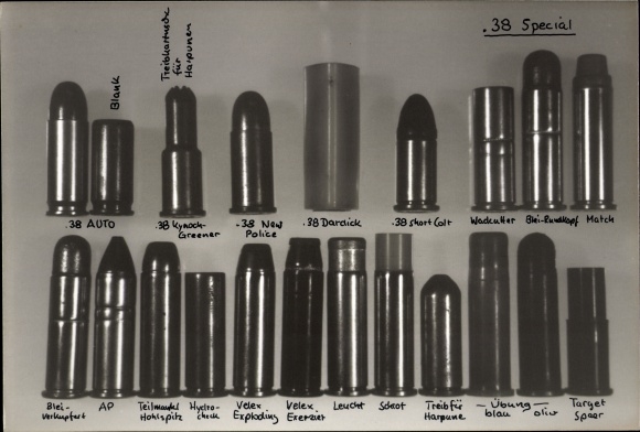 Photo ammunition, cartridges .38 Special, .38 Short Colt, Kynock Greener, propulsion cartridge for spearguns