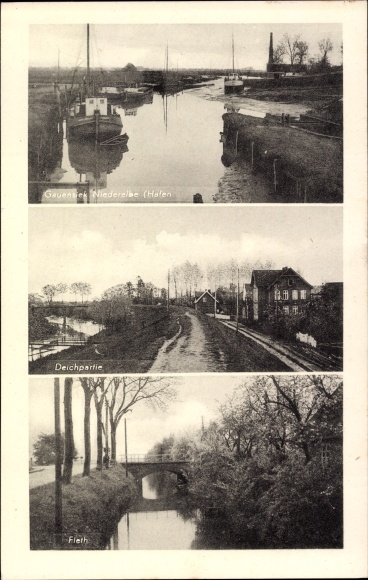 PC Gauensiek Drochtersen in Lower Saxony, port, dike section, Fleth