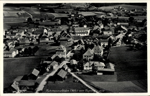 Postcard Ruhmannsfelden in the Bavarian Forest, aerial photograph