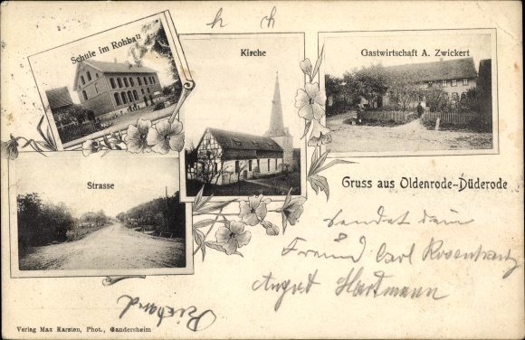 KP Oldenrode Düderode Kalefeld am Harz, szkoła w muszli, kościół, karczma A. Zwickert