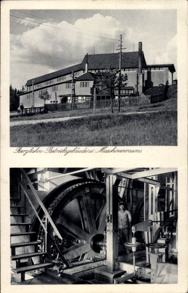 Postcard Oberweißbach in the Weißbachtal Thuringia, mountain railway operating building and engine room