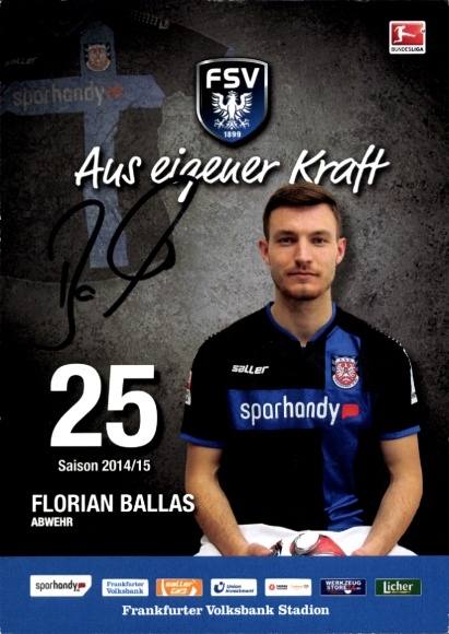 Autogrammkarte Fußballer Florian Ballas, FSV Frankfurt, Autogramm