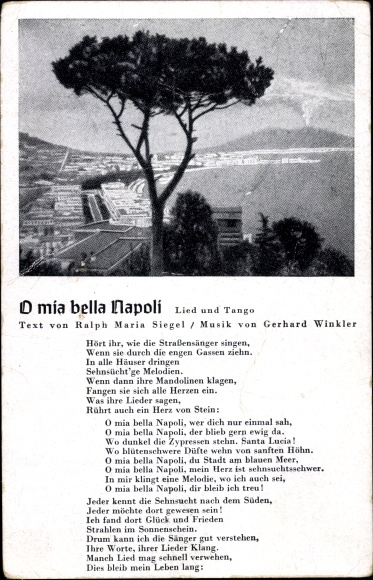 Song Postcard Napoli Neapel Campania, O mia bella Napoli, Ralph Maria Siegel, Gerhard Winkler