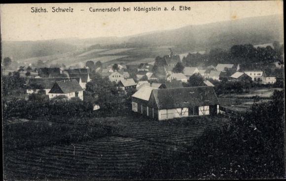 Postcard Cunnersdorf Gohrisch in Saxony, view of the town