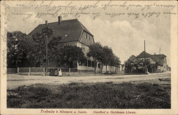 Ak Trebnitz Könnern Salzlandkreis, Herberg bij de Gouden Leeuw