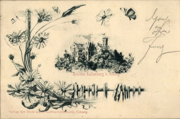 PC Coburg in Upper Franconia, Gallenberg Castle, floral ornament, pen drawing