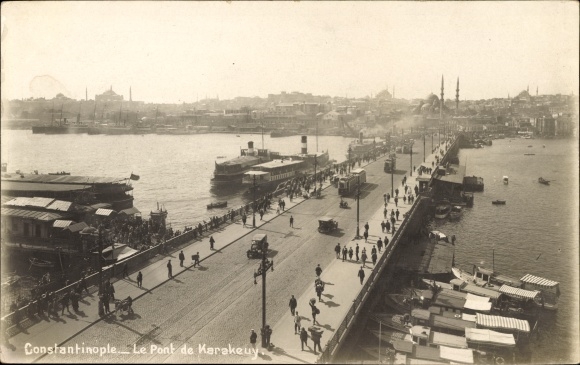 Postcard Constantinople Istanbul Türkiye, Karakeuy Bridge