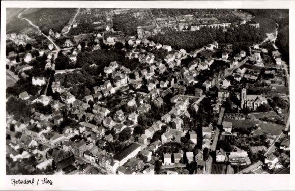 Postcard Betzdorf on the Sieg, aerial photograph