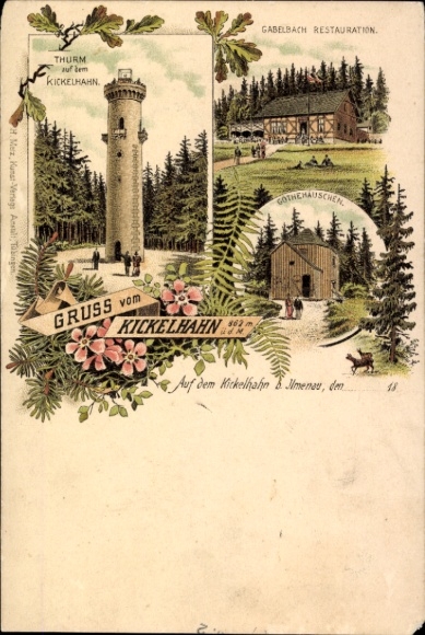 Chromo-Litho Ilmenau in Thuringia, Kickelhahn, tower