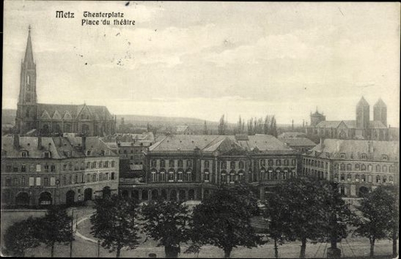10 starych pocztówek Metz we Francji, różne widoki