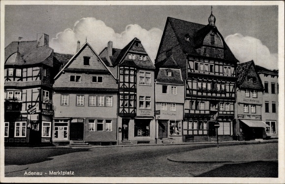Postcard Adenau in the Eifel, market place