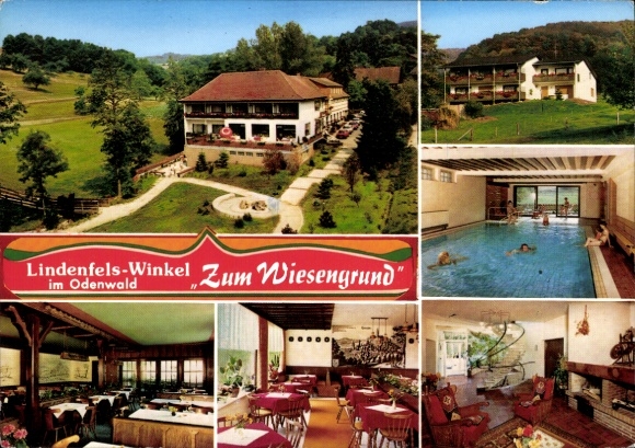 Postcard Winkel Lindenfels Odenwald, Restaurant Café Zum Wiesengrund, Guesthouse Dagmar