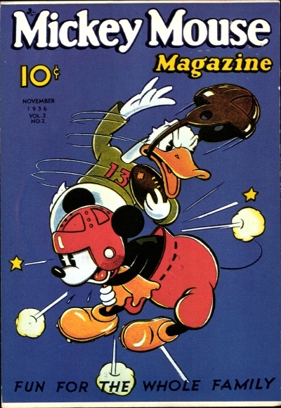 Postcard Disney, Mickey Mouse Magazine 1936, Micky Maus, Donald Duck, Football