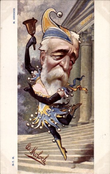Artist Postcard Moloch, B., Henri Brisson, Prime Minister of France, caricature, court jester