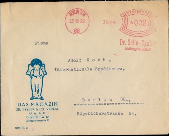 Envelope Dr. Selle-Eysler AG, The Magazine, Dr. Eysler & Co. Verlag