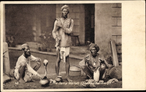 Postcard Snake Charmer, Snake, Asian Folk Types