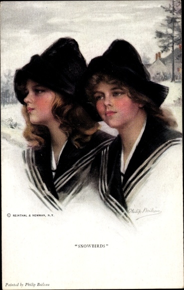 Artist PC Boileau, P., Snowbirds, Two young women, portrait