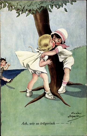 Artist Postcard Spark, Chicky, oh how deceptive, kissing couple