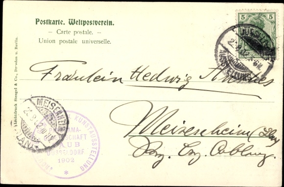 KP Düsseldorf am Rhein, wystawa 1902, przeprawa przez Ren Panorama Blüchera w Caub