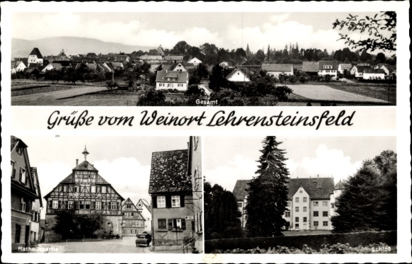 Postcard Lehrensteinsfeld Baden Württemberg, general view, castle, town hall