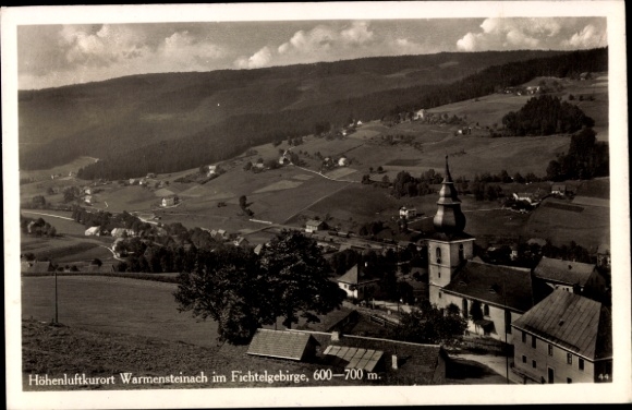 KP Warmensteinach Górna Frankonia Bawaria, uzdrowisko na dużej wysokości Fichtelgebirge, kościół, krajobraz